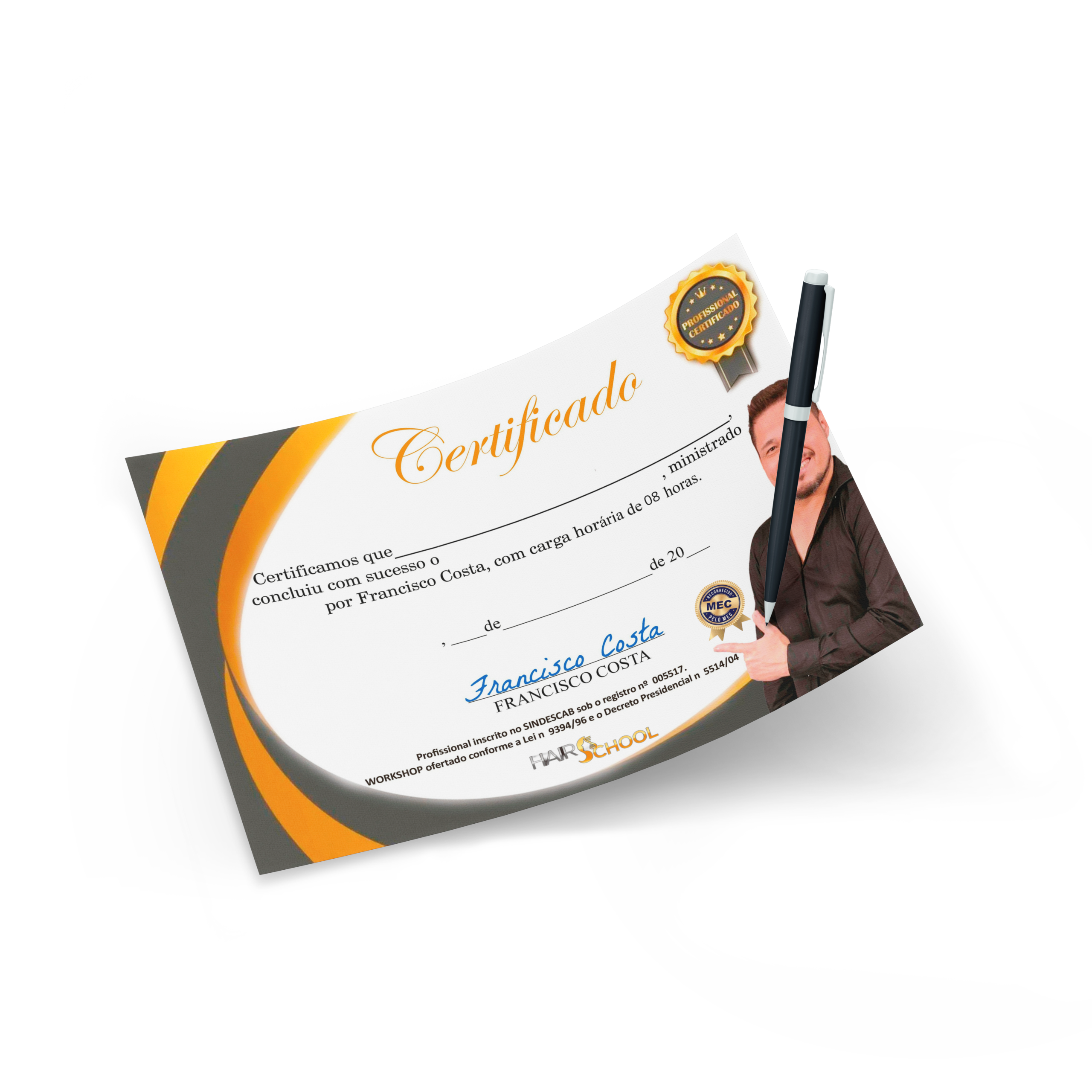 Certificado do workshop de alisamentos e desprogressivas